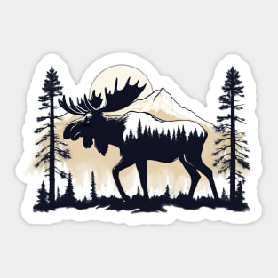 Wildwood Wanderer - A Moose in the Mountains Sticker